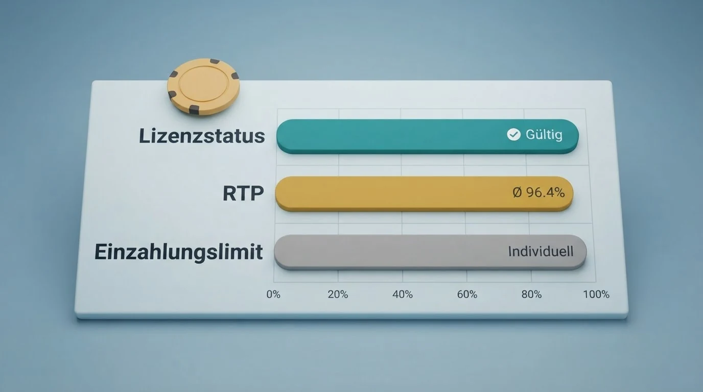 Eine Übersichtstabelle mit den zehn vorgestellten Casino-Anbietern, ihren Lizenzstatus, Bonusangeboten und Umsatzbedingungen im Direktvergleich.