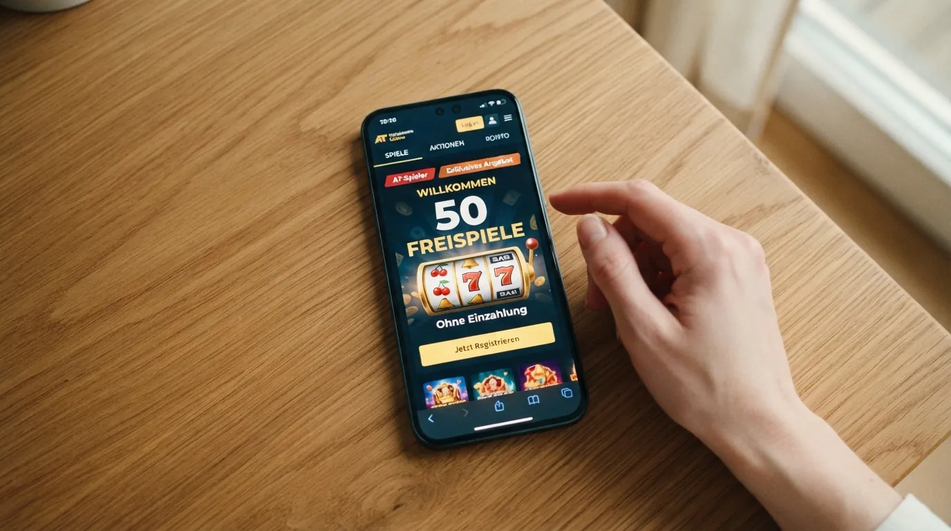 Bildschirmfoto eines No-Deposit-Freispiel-Angebots mit Book-of-Dead-Walzen und dem Hinweis „50 Freispiele nach Verifizierung“