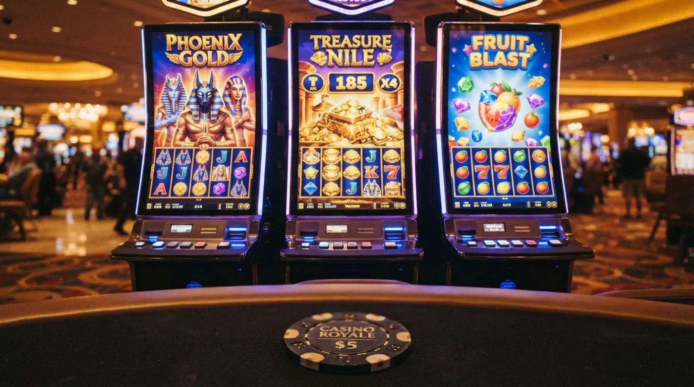 Eine Spielauswahl-Ansicht mit drei Slot-Covern (Gates of Olympus, Sweet Bonanza, Sugar Rush 1000) und einem Live-Roulette-Tisch, auf dem DOGE-Logos als Chip-Design zu sehen sind