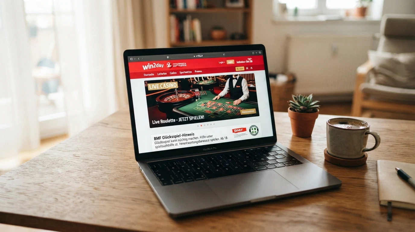 Das win2day-Logo neben dem offiziellen Schriftzug „Österreichische Lotterien“ und dem BMF-Glücksspiel-Hinweis auf einer Browser-Seite