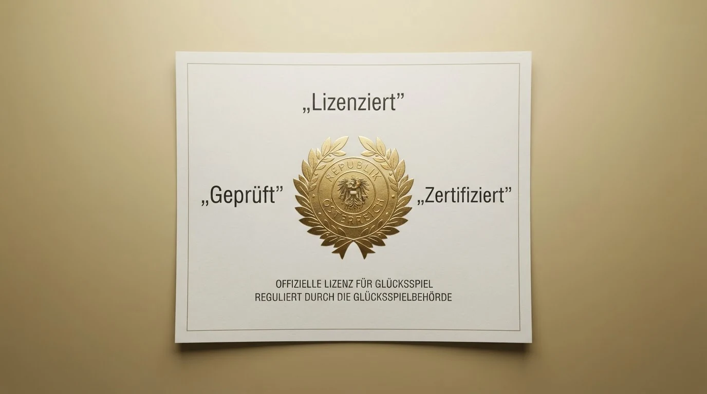 Offizielles Dokument mit österreichischem Bundeswappen als Symbol für die Glücksspielregulierung und Spielerschutz
