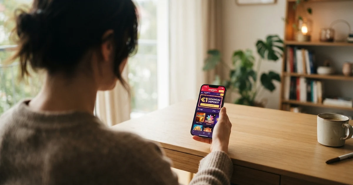Ein Online-Casino-Dashboard mit hervorgehobenem Einzahlungsfeld und dem Betrag 1,00 € im Fokus