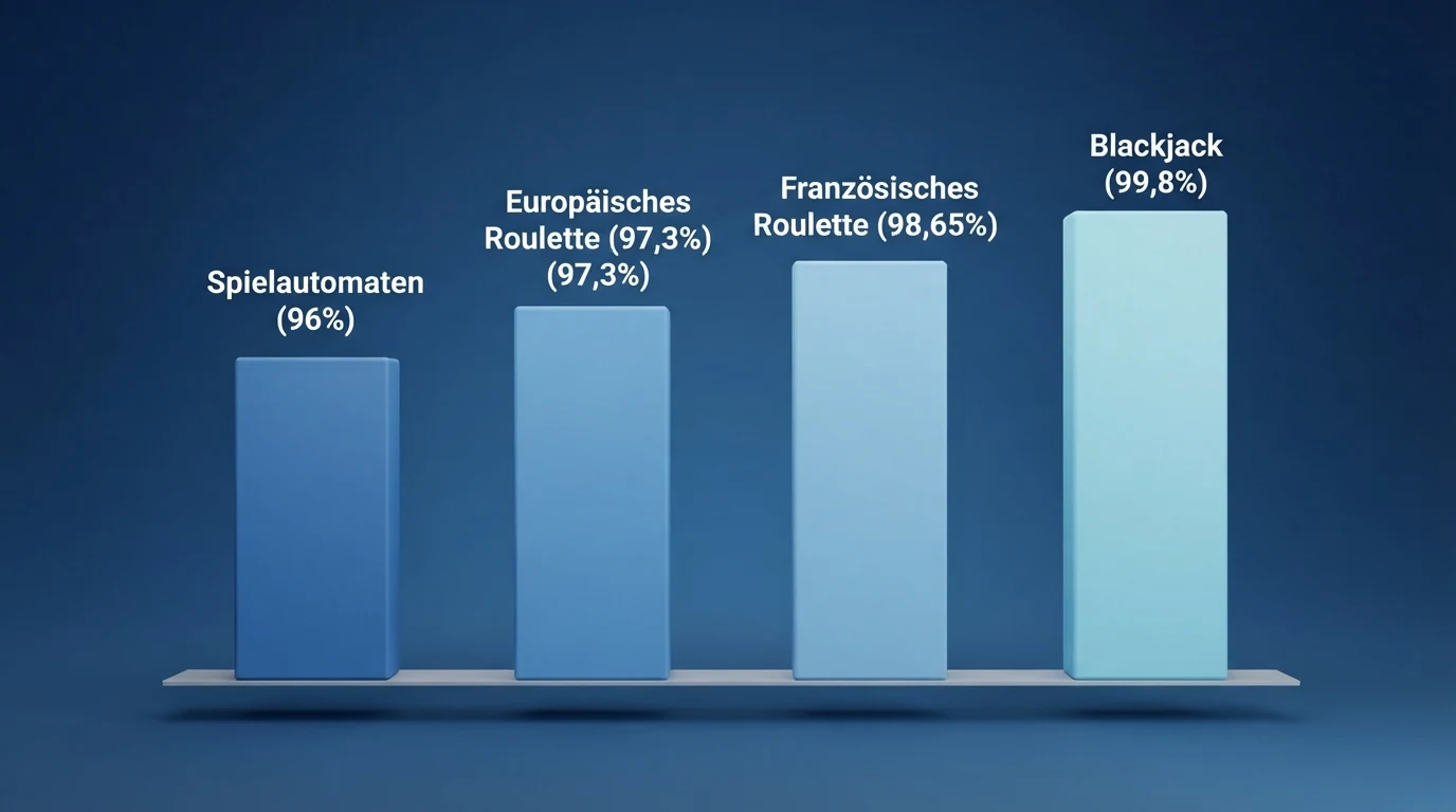 Vergleich mehrerer Casino-Spiele mit ihren jeweiligen Auszahlungsquoten im Balkendiagramm
